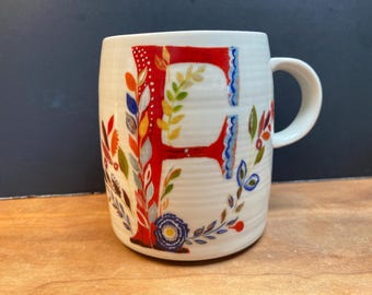 Starla M. Halfman Petal Palette Monogram Initial F Mug 14oz Discontinued Anthropologie