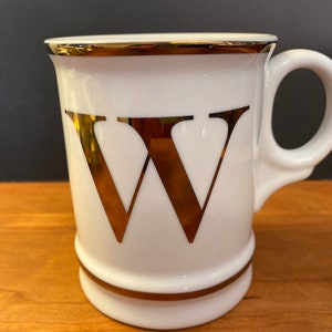 Williams Sonoma Monogram W Mug 16oz White and Gold