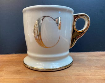 Marmorisierte Gold Initial C Retro Anthropologie Rasiertasse 12 oz
