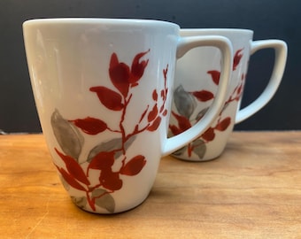 Kyoto Leaves by Corning 12 oz Square Mugs Set of 2 Discontinued