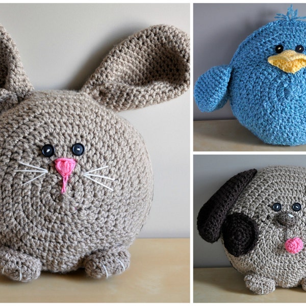 Spring Pals Pillow Pack Crochet Pattern pdf (Puppy, Bunny, Chick)