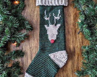 Reindeer Stocking Digital Crochet Pattern