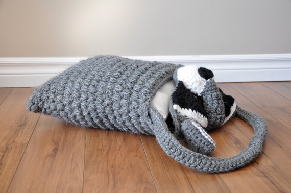 Ringo Raccoon Pillow Cover and Crochet Pajamin Bag Bed Buddy Pillow