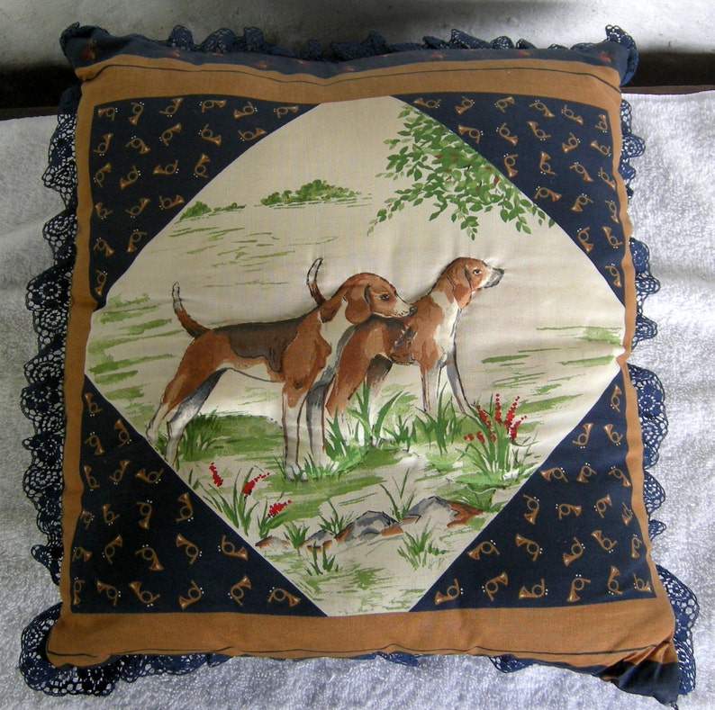 Fox Hunt Cotton Throw Pillow Fox Hounds Etsy