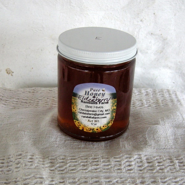 Infused Elderberry Raw Honey, 12oz, Randalia Bee Hives