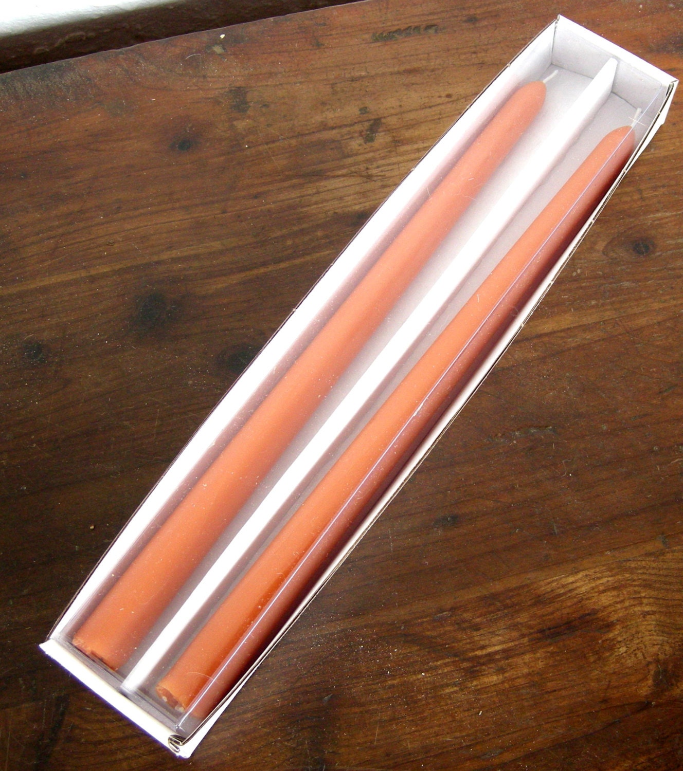 Pair Beeswax 12 Peach Colored Taper Candles Hand Crafted Etsy