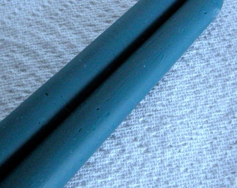 Hand Crafted Pair Williamsburg Blue 12" Taper Beeswax Candle