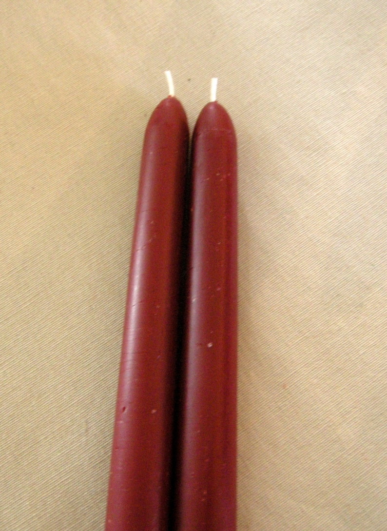 Pair Beeswax 12 Cranberry Taper Candles Hand Crafted By The Beekeeper