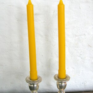 Pair Natural Beeswax Colonial Taper Candles Hand Crafted By The Beekeeper
