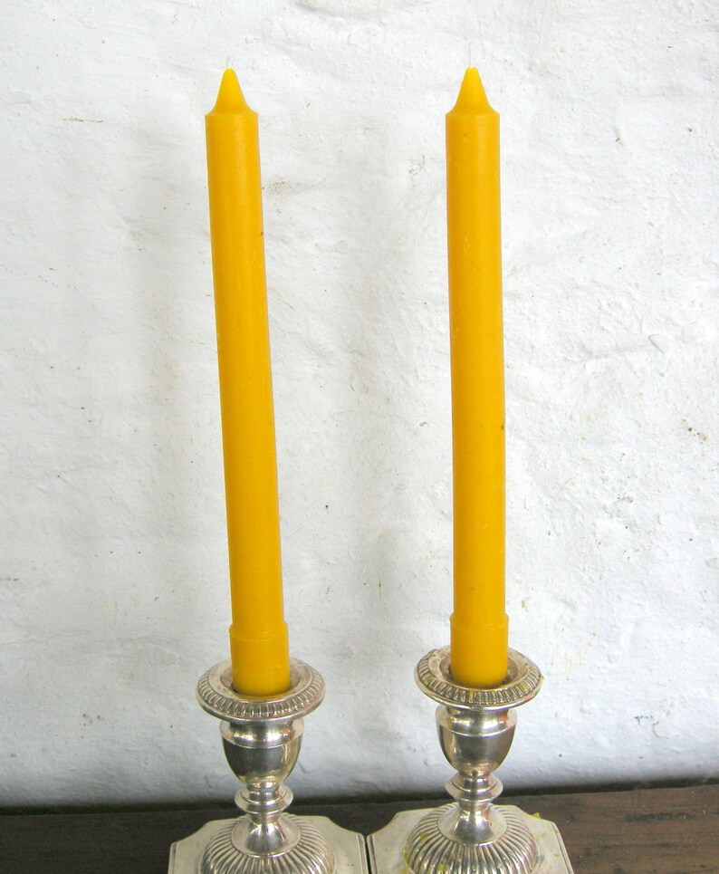 Pair Beeswax Colonial Taper Candles Hand Crafted By The Etsy