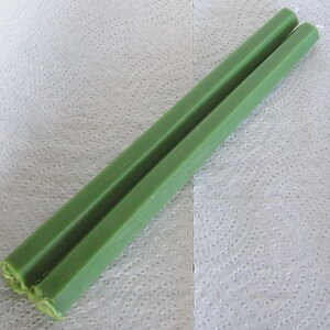 Hand Crafted Pair Williamsburg Green Hexagonal Beeswax Candle