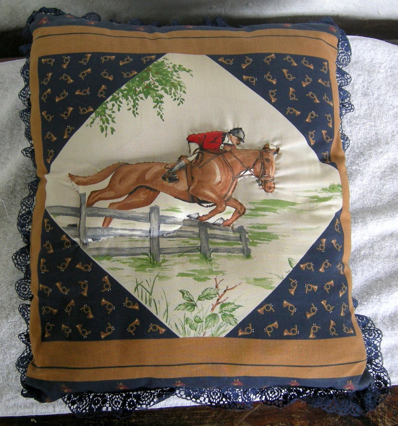 Fox Hunt Cotton Throw Pillow Equestrian Jump Rider Etsy