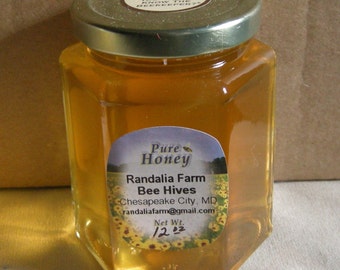 Raw Honey, Randalia Bee Hives 12oz Hexagonal Jar