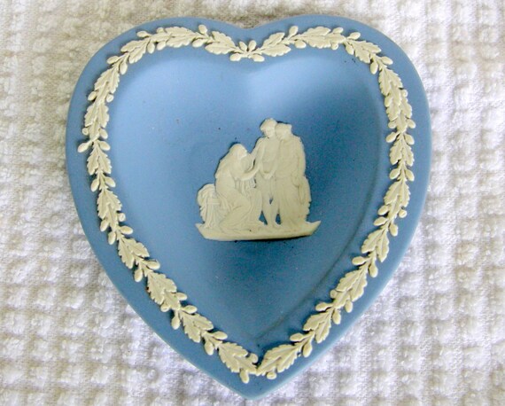 Wedgwood Blue Jasperware Figural Heart Dish