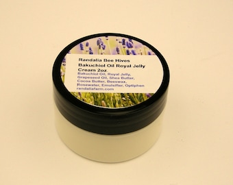 Bakuchiol Oil, Royal Jelly Face Cream, 2oz. Randalia Bee Hives