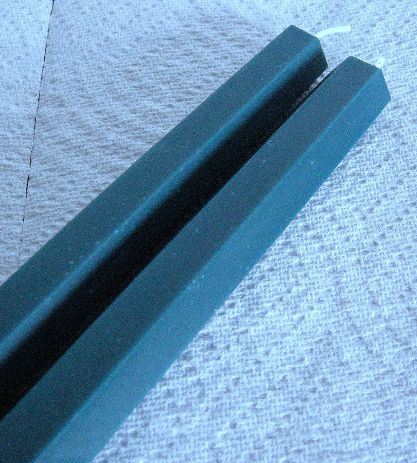 Hand Crafted Pair Williamsburg Blue Hexagonal Beeswax Candle