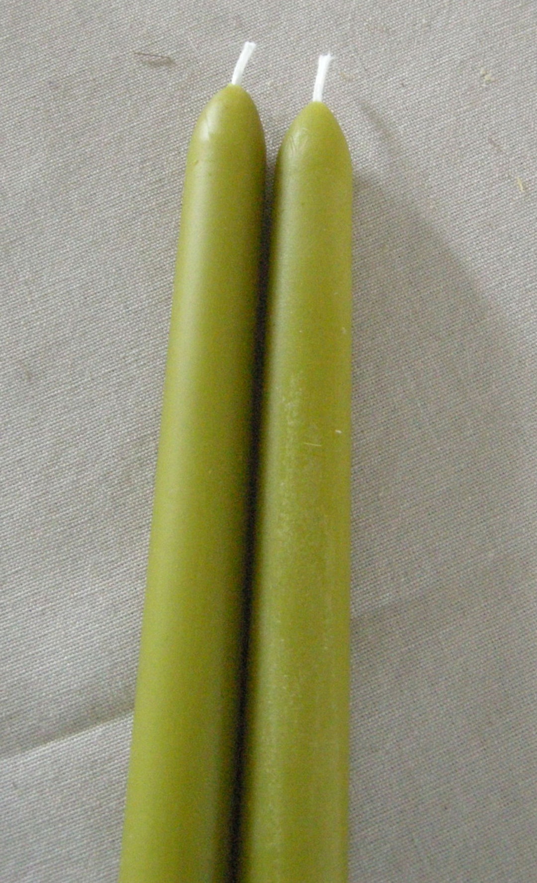Pair Beeswax 12 Lime Green Taper Candles Hand Crafted by the Beekeeper