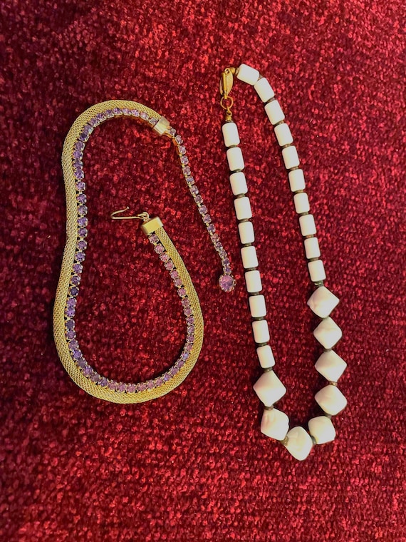 Miriam Haskell And Weiss Signed Necklaces, Lavend… - image 1