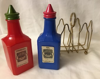 Oil and Vinegar Cruets with Holder by Gemco Vintage Pantry Pops