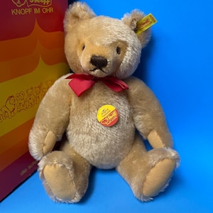 Vintage Steiff Teddy Bear with Box: 12&quot; Jointed Plush Toy