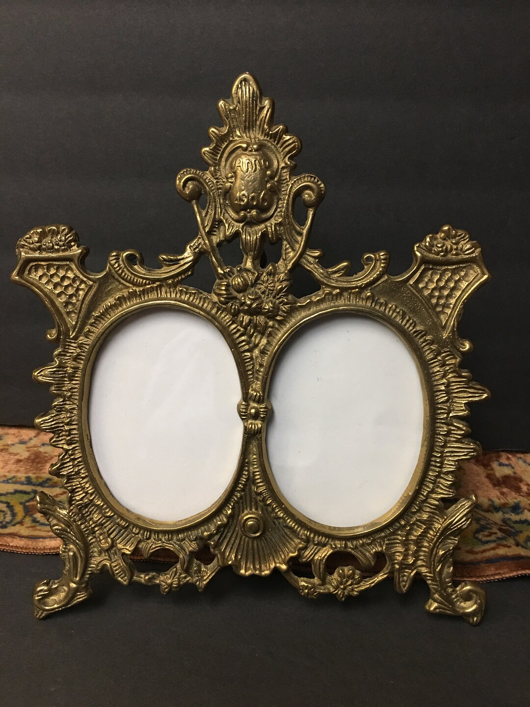 Baroque Brass Double Oval Picture Frame, Table Top Ornate Double Frame Etsy
