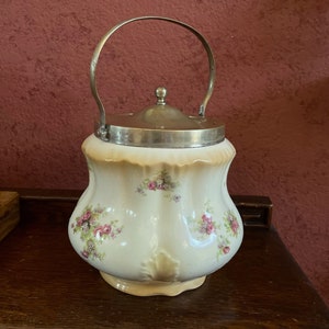 Antique Bridgewood Porcelain Rose Biscuit Jar, Made In England