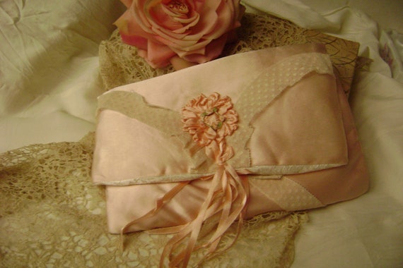 REDUCED Vintage 30'S Lingerie Pouch, Peach Satin,