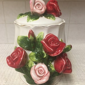 Vintage KMC Roses Ceramic Cannister, Cookie Jar, Etc.