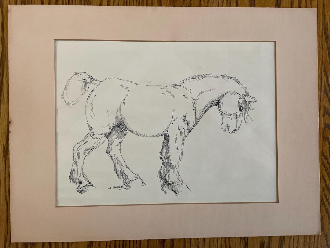 Original Pen and Ink Artist Signed, Draft Horse, - Etsy