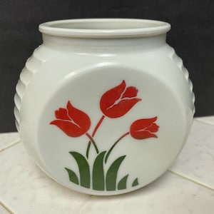 Beautiful Vintage Vitrock Fireking Milk Glass Jar, Cannister, Grease Jar