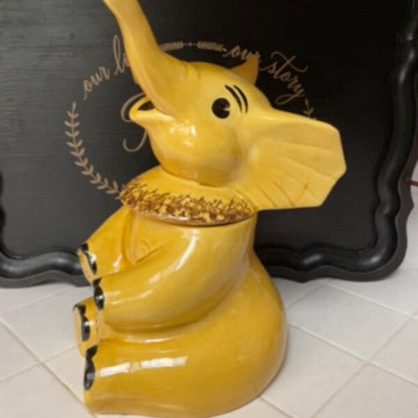 Yellow Doraine Elephant Cookie Jar