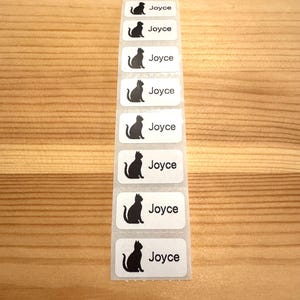 Cat name stickers - cute name stickers - kitty name stickers