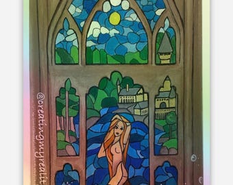 Pegatina holográfica de sirena