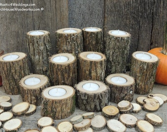 12  Rustic Candle Holders, Tree Branch Candle Holders, Rustic Wedding Centerpieces, Wood Candle Centerpieces