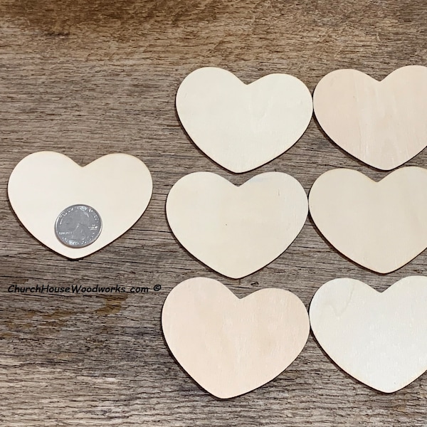 25 Blank 3" Wood Hearts - Rustic Wedding Decor - Table Decorations - 3 inch wooden craft hearts