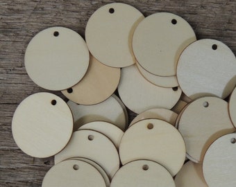 25 - 3 inch wooden craft circles TAG with one hole, DIY craft supplies three inch wood circles, wood coins, 3" wood disc