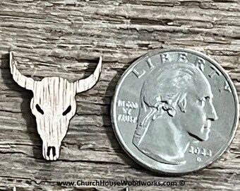 100 Wood  Bull Cow Skulls Heads Shapes 3/4 inch tall, Little Wooden Confetti - Rustic Wedding Decor- Table Decorations - Cowboy Wedding