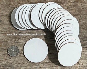 25 qty 2 inch NO HOLE Double Sided White Blanks wooden craft circles  hole, DIY craft supplies Two inch wood circles 2" disc
