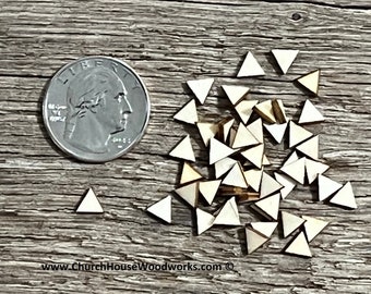 50 blank 1/4 inch wooden craft triangles , DIY craft supplies quarter inch wood shapes .25", tiny, mini