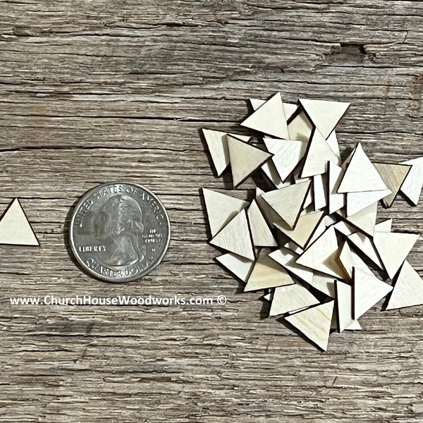 50 blank 1/2 inch wooden craft TRIANGLES, DIY craft supplies one inch wood equilateral triangle, wood shapes .5