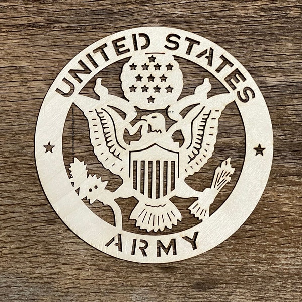 US Army Military Wood Laser Cut Eagle Logo Insignia Emblem Sign Wooden Craft Supplies Unfinished Armed Forces