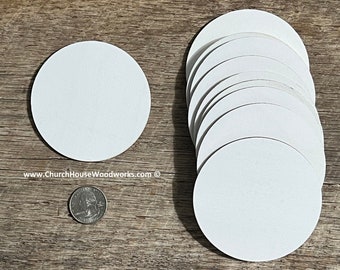 10 qty 3 inch NO HOLES Double Sided White Blanks wooden craft circles, DIY craft supplies three inch wood circles 3" disc
