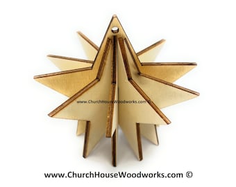 3D KIT Wood Star Christmas Ornament Making Supplies 3.5 inch size