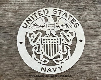 US Navy Military Wood Laser Cut Eagle Logo Insignia Emblem Sign Wooden Craft Supplies Unfinished United States Armed Forces USN
