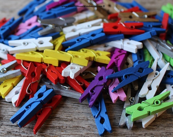 100 Mini Clothespins Wood Clothespins MULITCOLOR Tiny Etsy