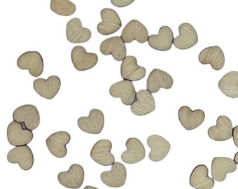 50  VERY TINY Mini 5/16" Wood Hearts, Miniature Wooden Confetti Hearts 5/16 inch size - DIY Craft Supplies