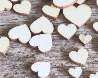 50 Tiny Mini Wood Hearts, Wood Confetti Hearts- Rustic Wedding Decor- Table Decorations- Wooden Hearts- Guest Book Decor- DIY Craft Supplies