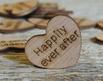 Happily Ever After Heart Wood Cutouts - Unfinished Veneer, DIY Wedding Crafts (100 pcs)
