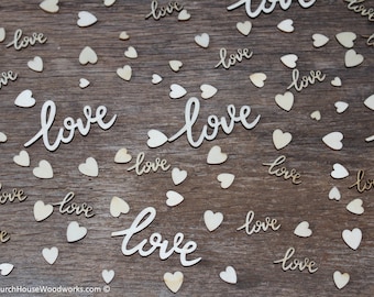 100 qty 1/" It/'s A Boy Wood Hearts Table Confetti Wooden Wedding Decor