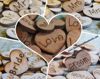 54 Pieces Valentines Day Heart Wooden Embellishments DIY Wooden Ornaments Wedding Wooden Love Heart Slices Hollowed-Out Crafts Hanging Ornaments with Rope for Valentines Day Wedding Party Favors